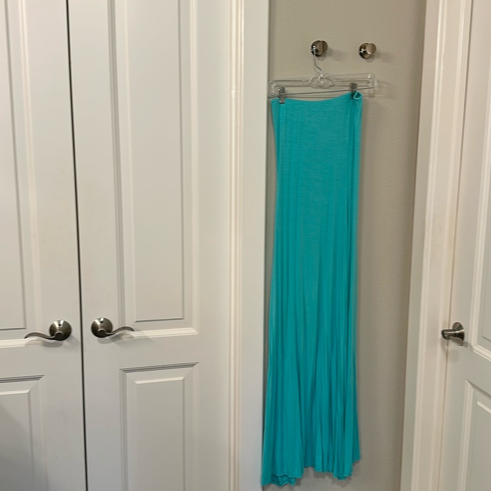 Aqua blue strapless dress